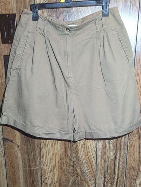 Rafaella Pleated High-Waist Khaki Shorts Women's Size 14